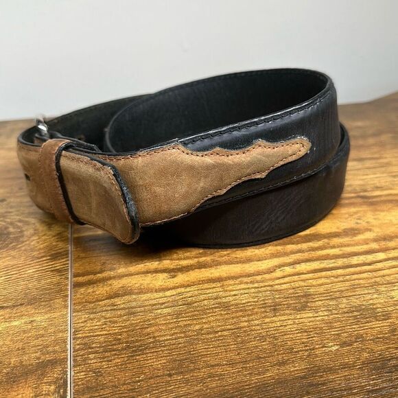 Country Western Cowboy Genuine Leather Belt Black Brown 4070R size 36 - Picture 4 of 7